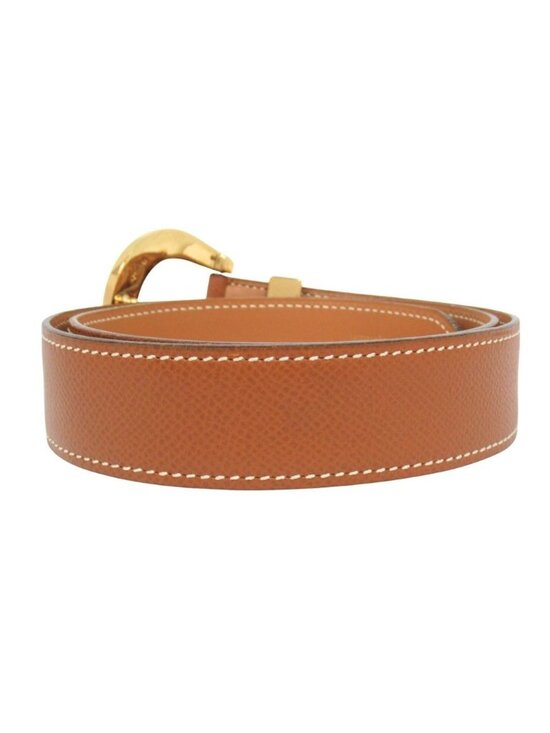 Hermes Horse Buckle Belt Courchevel Leather Vintage 72 Brown main image 7